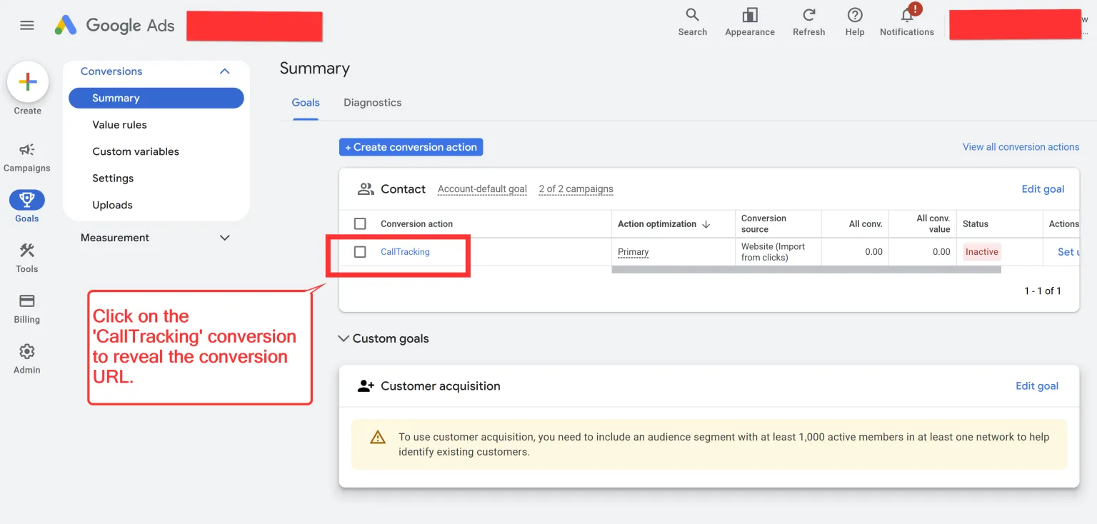 Google Ads conversion tracking setup