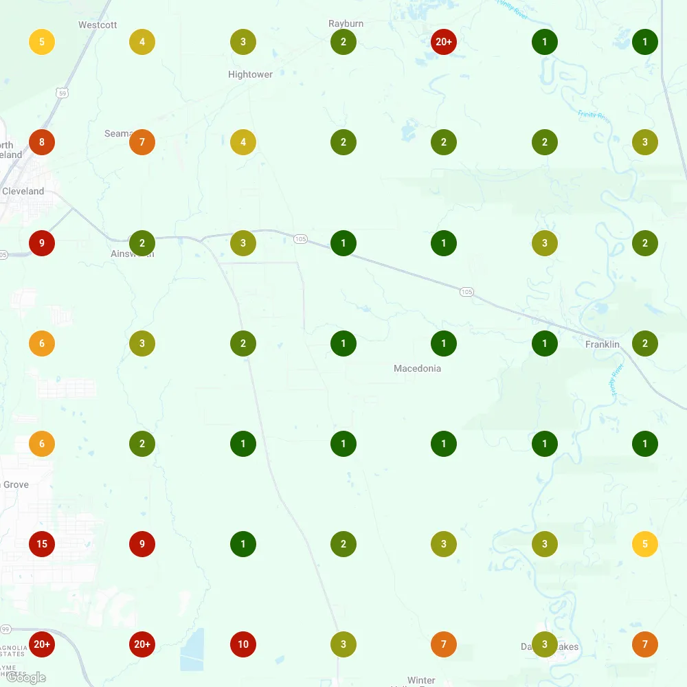 Rank grid for “custom home builder” after the changes, top 3 at 32 of 49 points