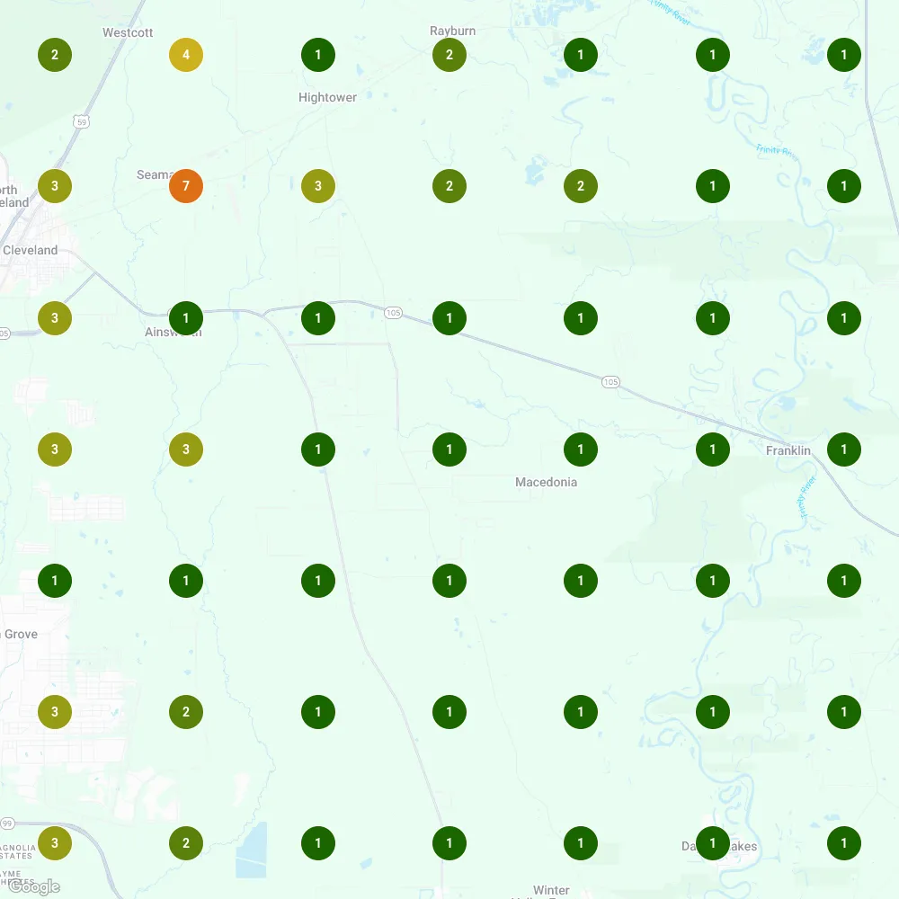 Rank grid for “custom home builder in Tarkington”, top 3 at 47 of 49 points