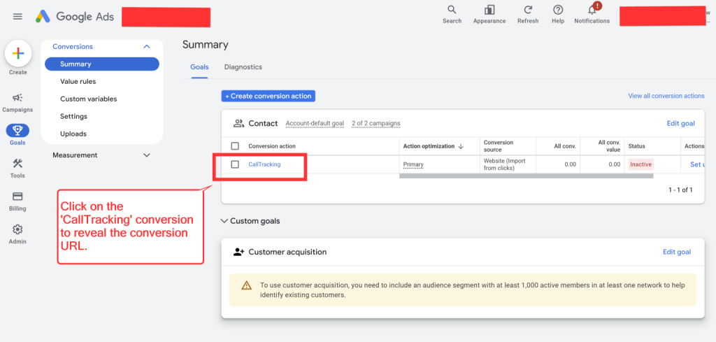 Google ads conversion tracking